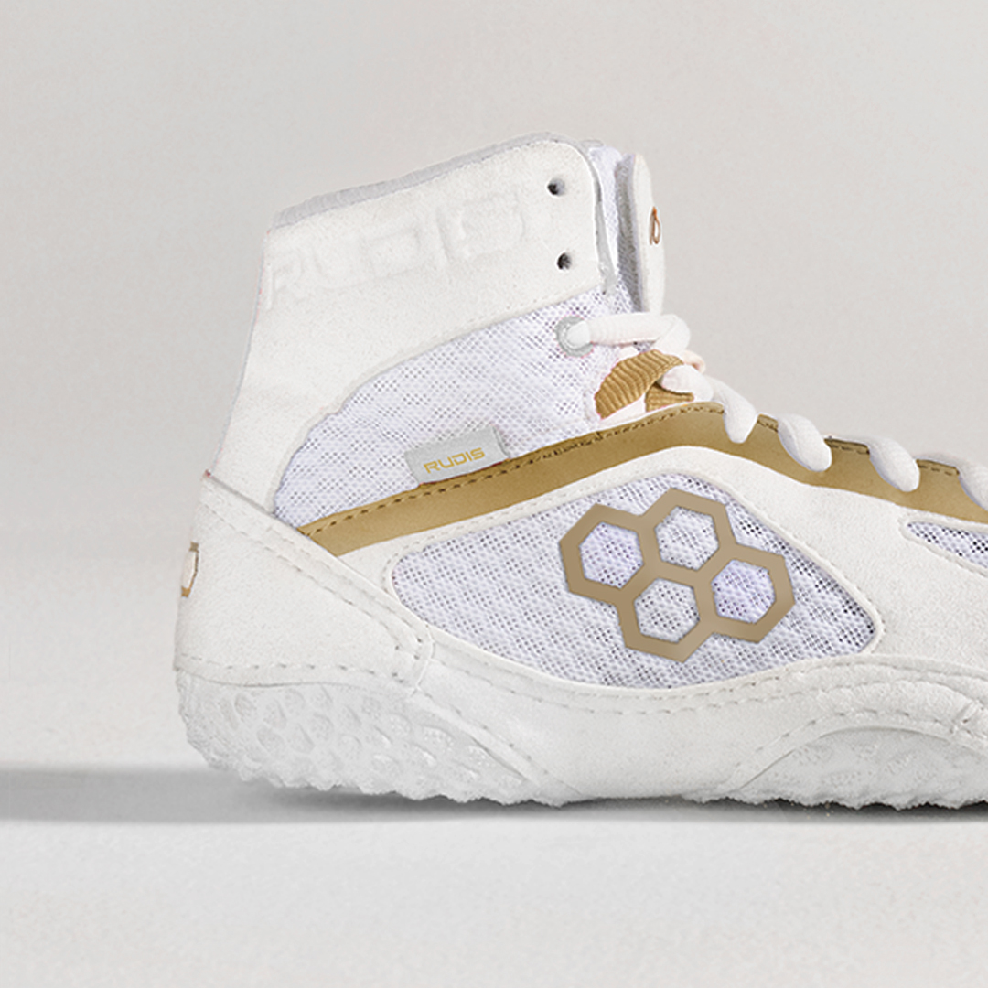 Ringerschuhe Rudis Jordan Burroughs Alpha 2.0 Youth -  White/gold - only size 32