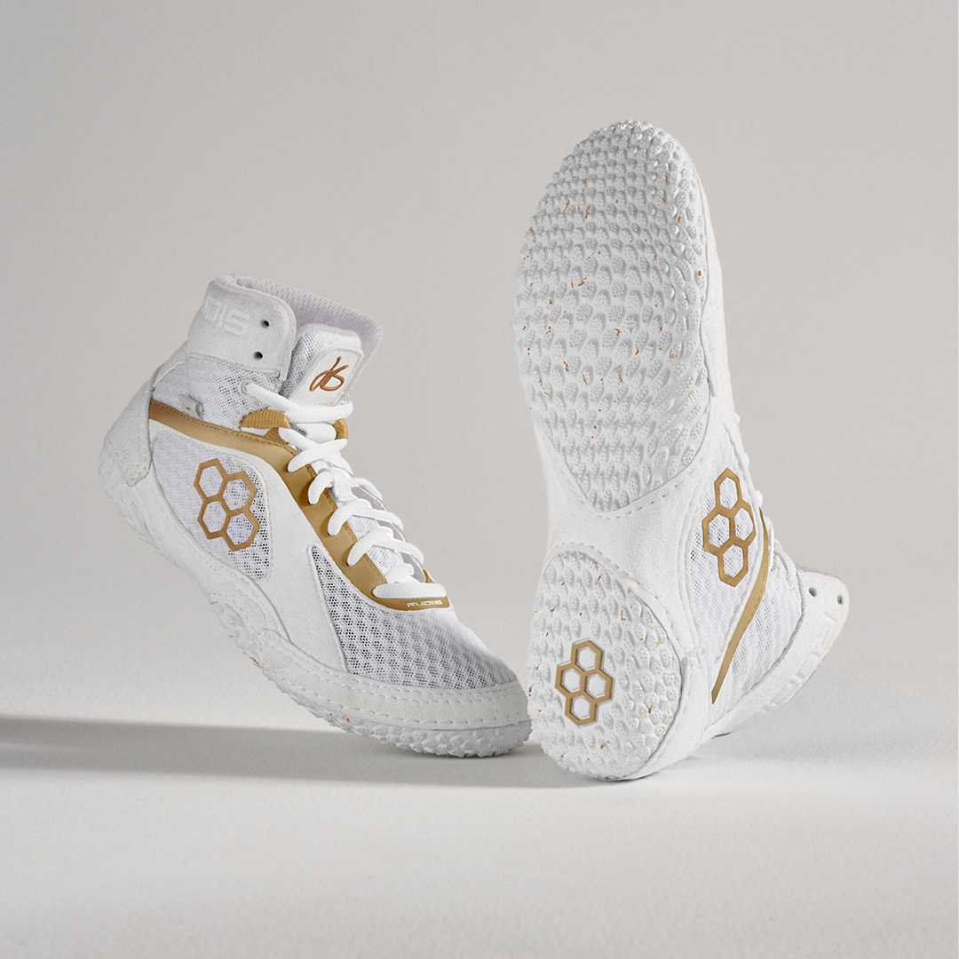 Ringerschuhe Rudis Jordan Burroughs Alpha 2.0 Youth -  White/gold - only size 32