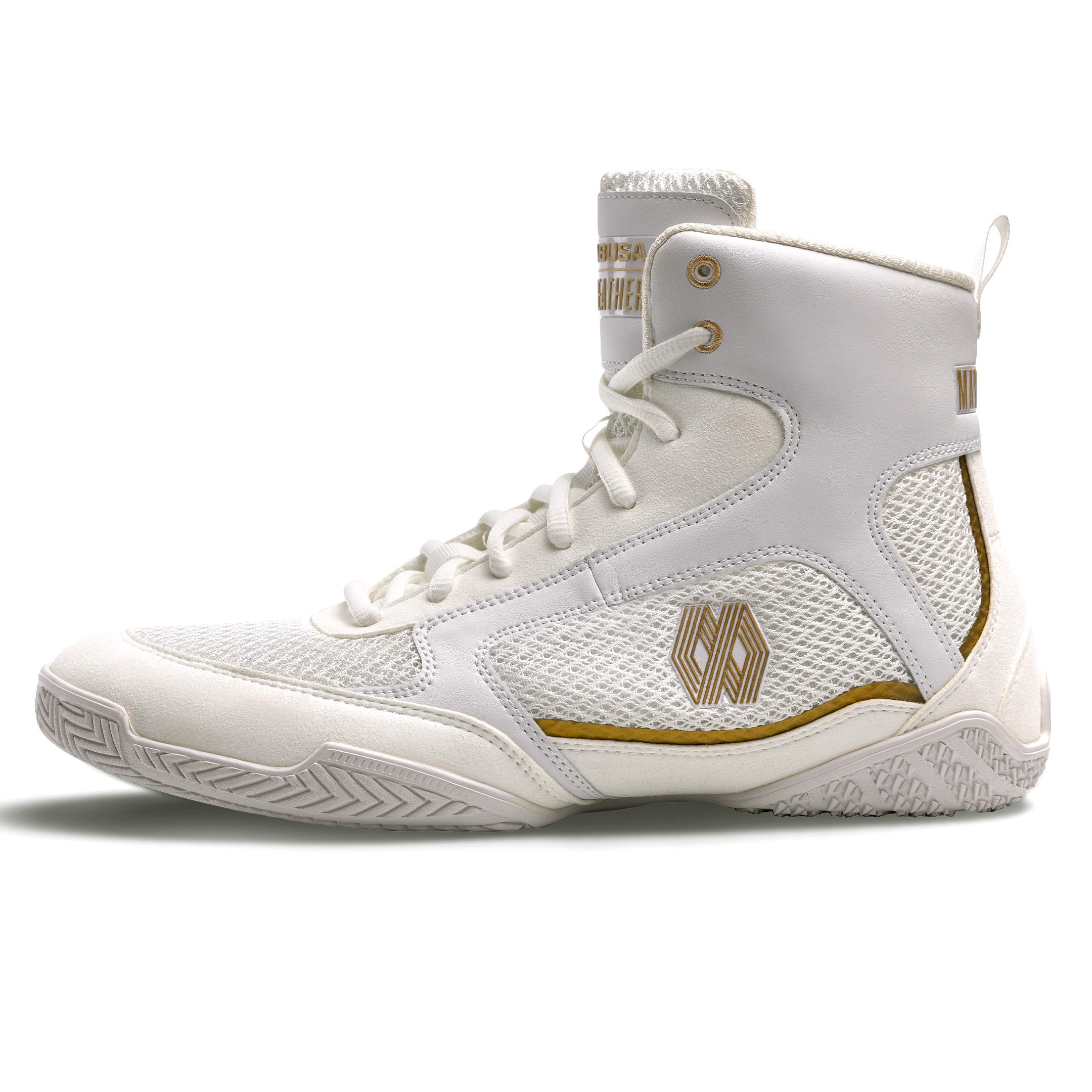 Hayabusa - Mayweather Champ Boxing Shoes White-Gold - MWCHBS-WHGD-x