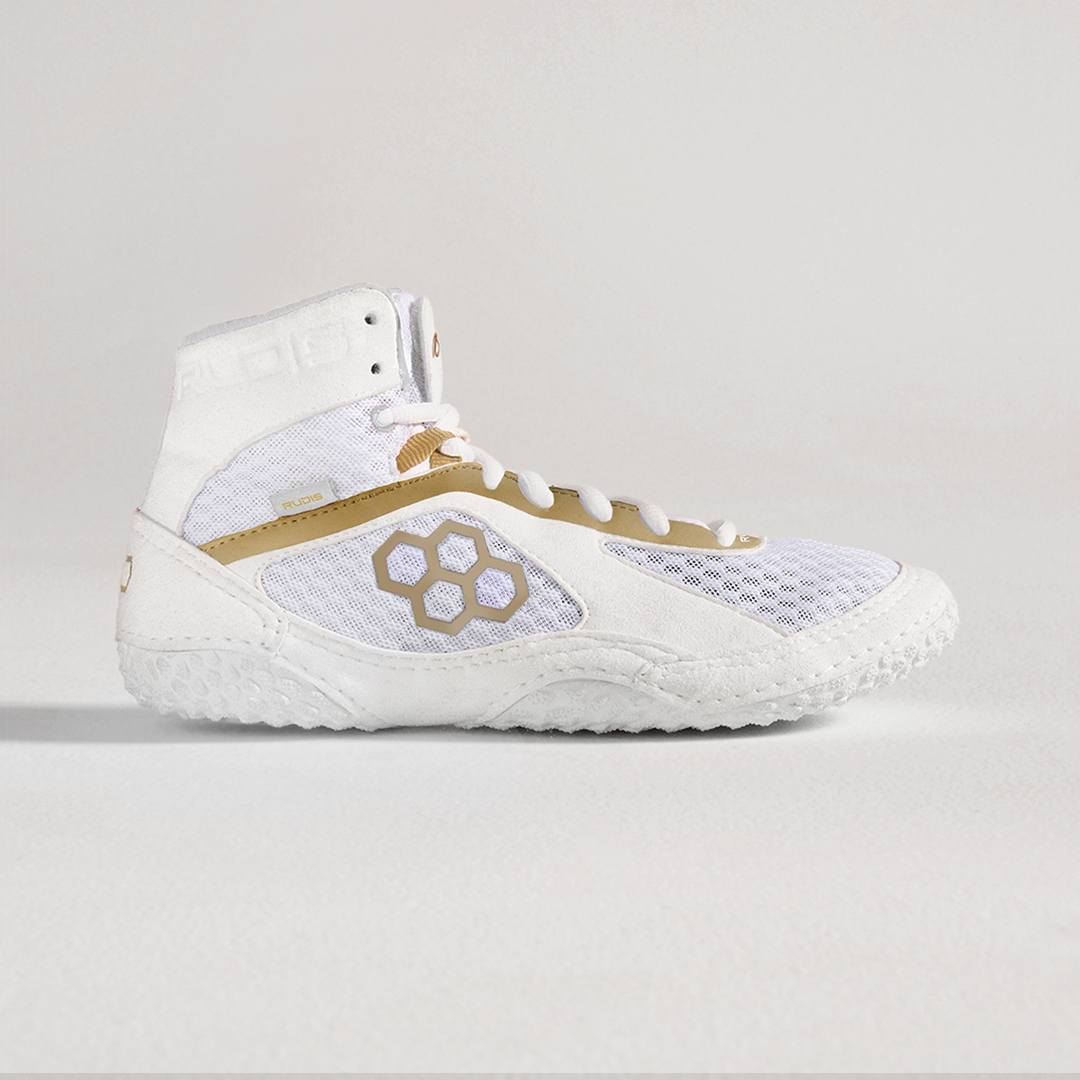 Ringerschuhe Rudis Jordan Burroughs Alpha 2.0 Youth -  White/gold - only size 32