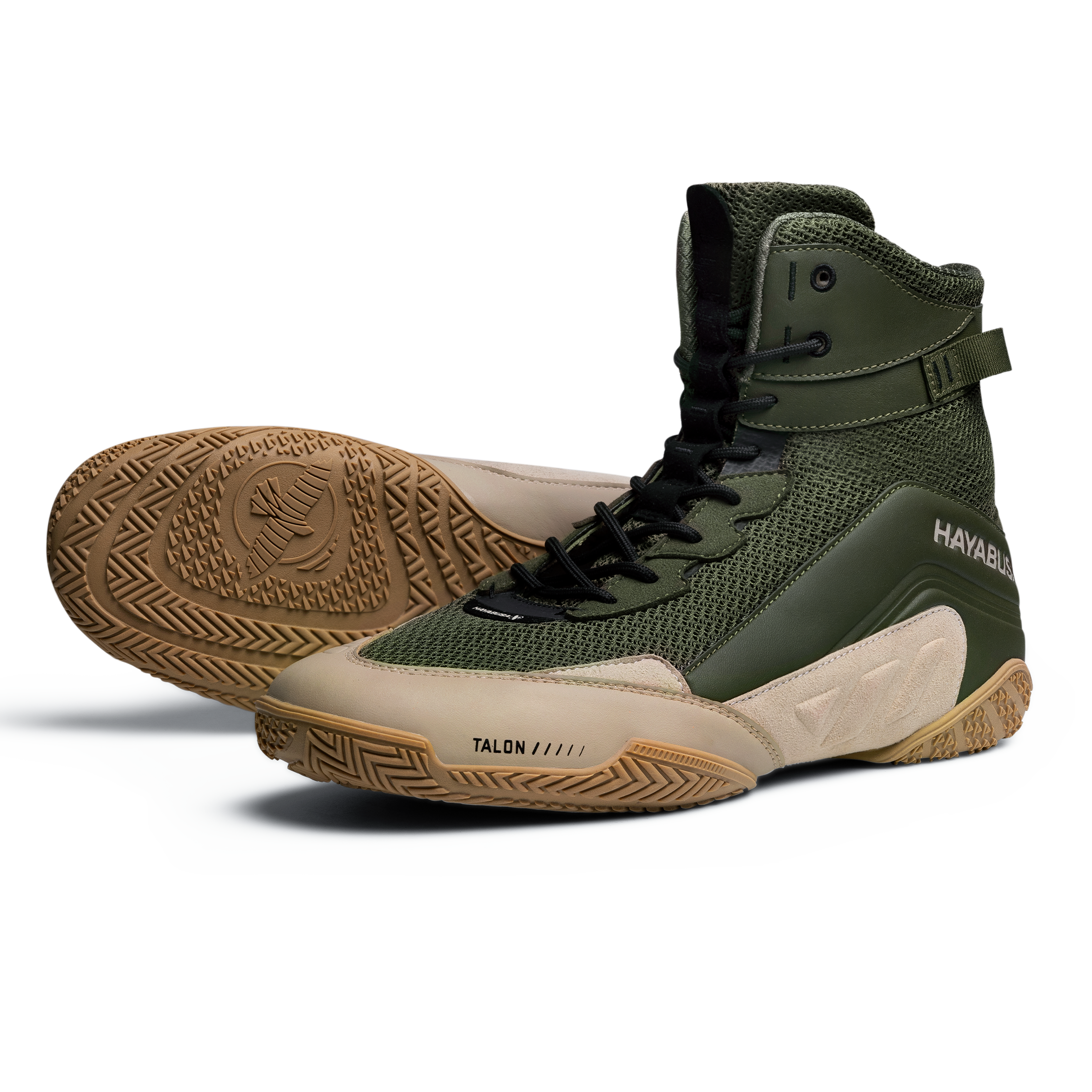 Hayabusa - Talon Boxing Shoes Green/Tan - TBS-GRBR-X
